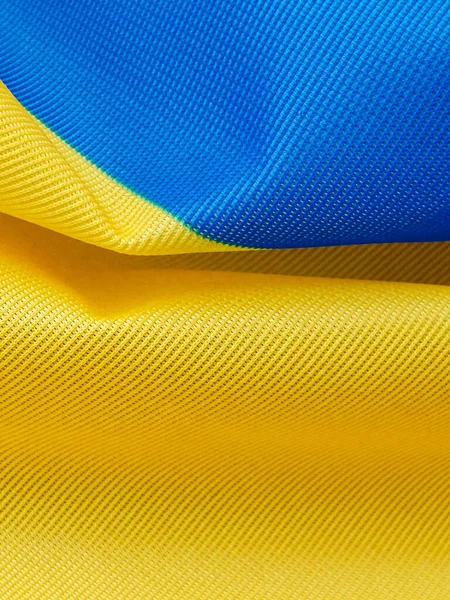 Ukrainas Flagga Himmelsblå Och Gul Bicolor Närbild Viftande Flagga Ukraina — Stockfoto