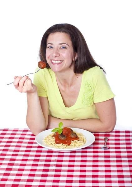 Pretty woman eating — Stock Photo, Image