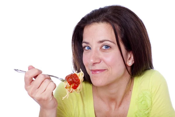 Mulher bonita comer — Fotografia de Stock