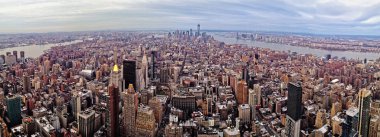 Midtown ve new york şehrinin lower manhattan yüksek bakış açısından