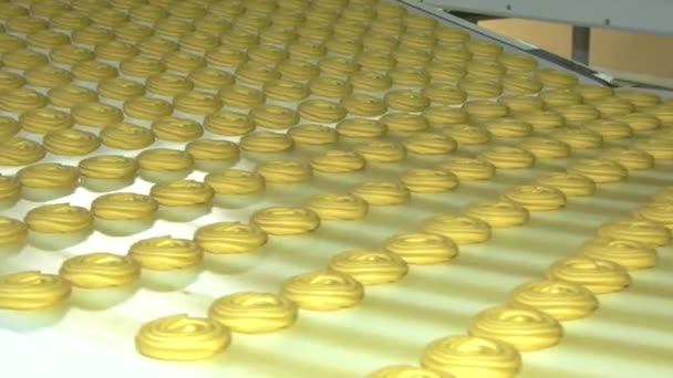 Production line of baking cookies — Stock Video