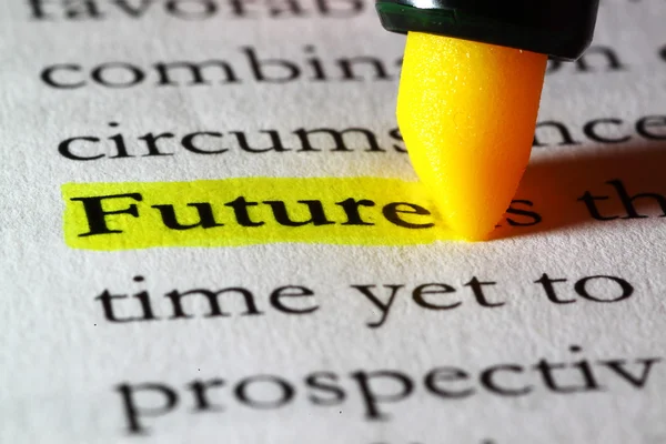 Futuro Word evidenziato con un marcatore giallo — Foto Stock