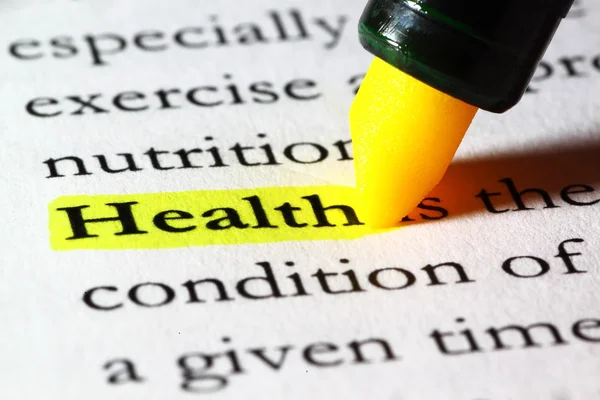Sarı bir marker ile vurgulanan kelime sağlık