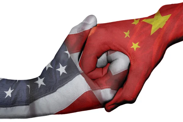 Poignée de main entre les États-Unis et la Chine — Photo
