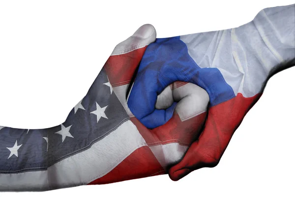 Handshake entre os Estados Unidos e a República Checa — Fotografia de Stock
