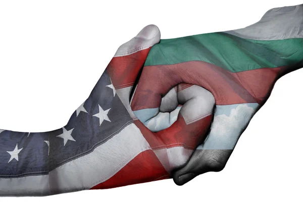 Handshake between United States and Bulgaria — Stock Photo, Image