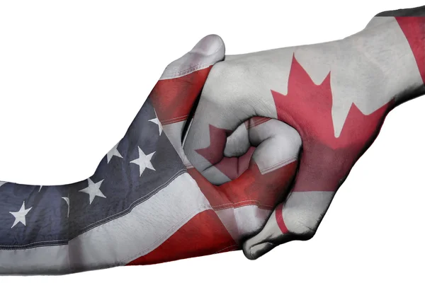 Handshake between United States and Canada — Stock Photo, Image