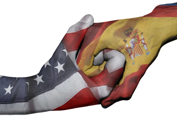 Handshake between United States and Spain — Stock Photo, Image