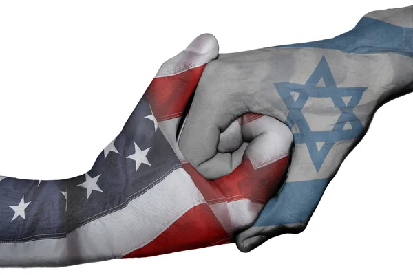 Aperto de mão entre Estados Unidos e Israel Fotografias De Stock Royalty-Free