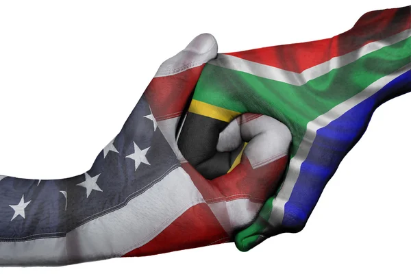 Handshake between United States and South Africa — Stock Photo, Image