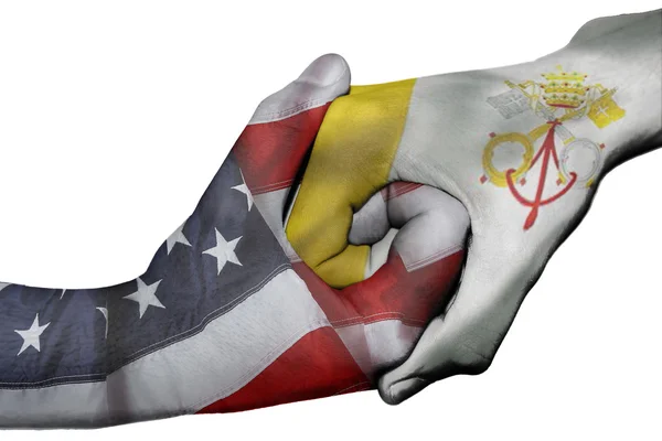 Handshake between United States and Vatican City — Stock Photo, Image