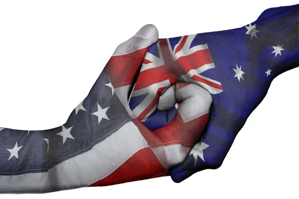 Handdruk tussen de Verenigde Staten en Australië — Stockfoto