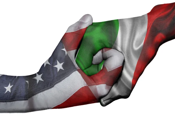 Handshake between United States and Italy — Stock Photo, Image