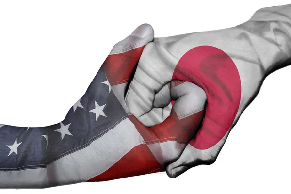 Handshake between United States and Japan — Stock Photo, Image