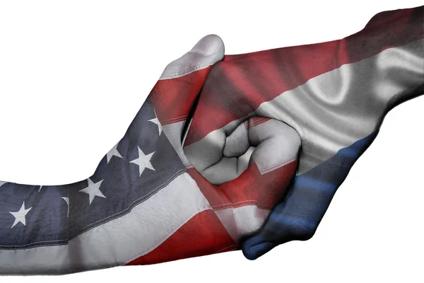 美国和荷兰之间的握手 — 图库照片