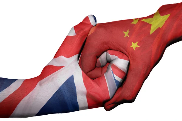 英国和中国之间的握手 — 图库照片