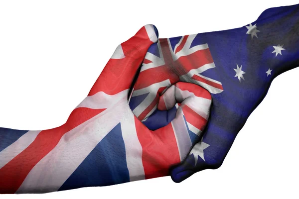Handshake between United Kingdom and Australia — Stock Photo, Image