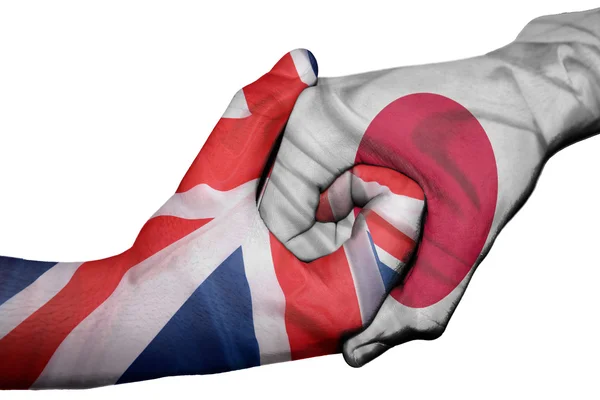 Handshake between United Kingdom and Japan — Stock Photo, Image