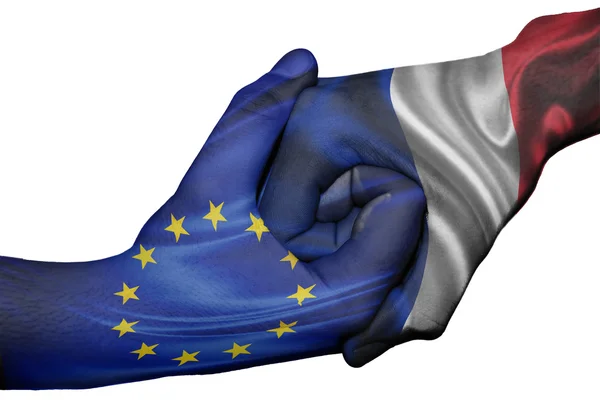 Handshake between European Union and France — Stock Photo, Image