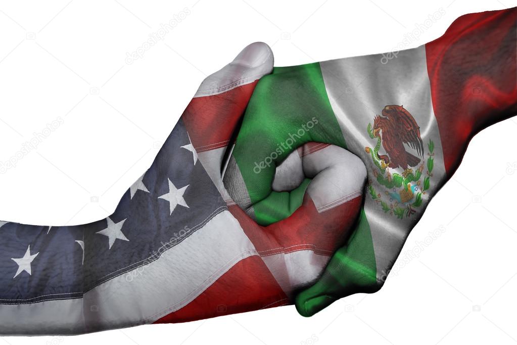 Handshake between United States and Mexico