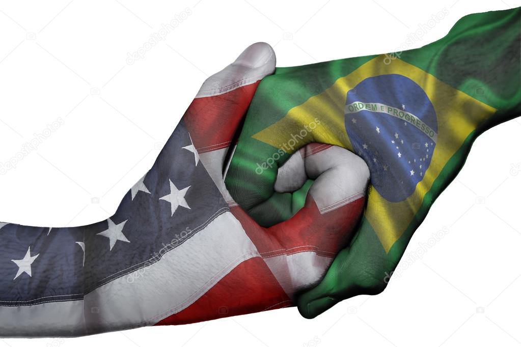 Handshake between United States and Brazil