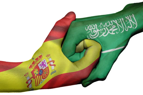 Handshake between Spain and Saudi Arabia — Stock fotografie