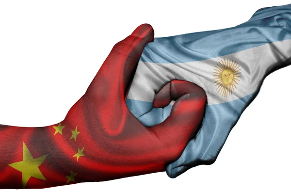 Jabat tangan antara Cina dan Argentina — Stok Foto