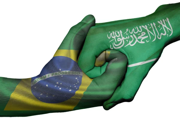 Handshake entre Brasil e Arábia Saudita — Fotografia de Stock