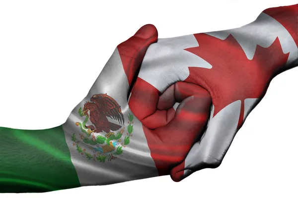 Handshake between Mexico and Canada — Stock Photo, Image