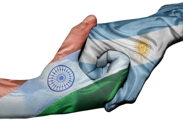 Handdruk tussen india en Argentinië — Stockfoto