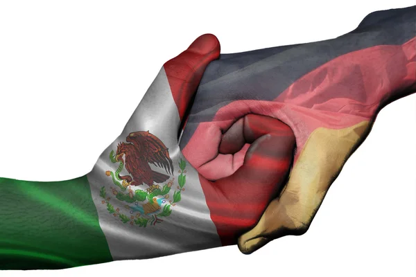 Handshake between Mexico and Germany — Stock Photo, Image