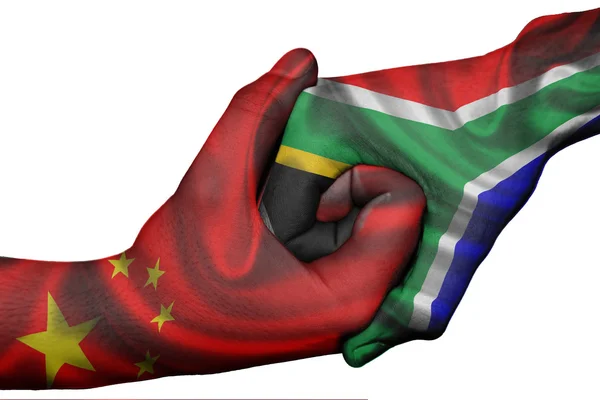 Handshake between China and South Africa — Stock Photo, Image
