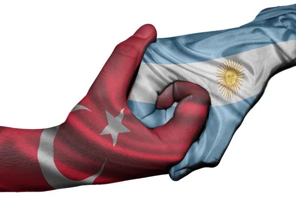 Apretón de manos entre Turquía y Argentina — Foto de Stock
