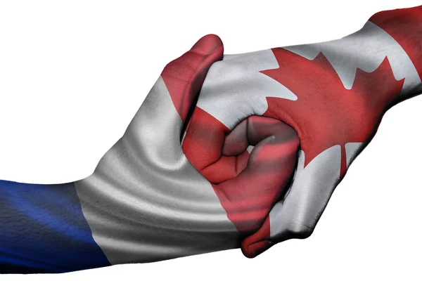 Handshake between France and Canada — Stock Photo, Image