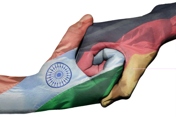 Handdruk tussen india en Duitsland — Stockfoto