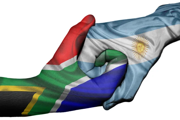 Handshake between South Africa and Argentina — Stock Photo, Image