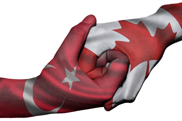 Handshake between Turkey and Canada — Stock Photo, Image