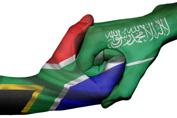 Stretta di mano tra Sudafrica e Arabia Saudita — Foto Stock