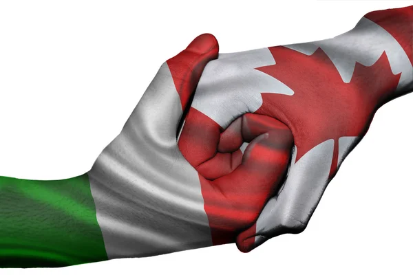 Stretta di mano tra Italia e Canada — Foto Stock