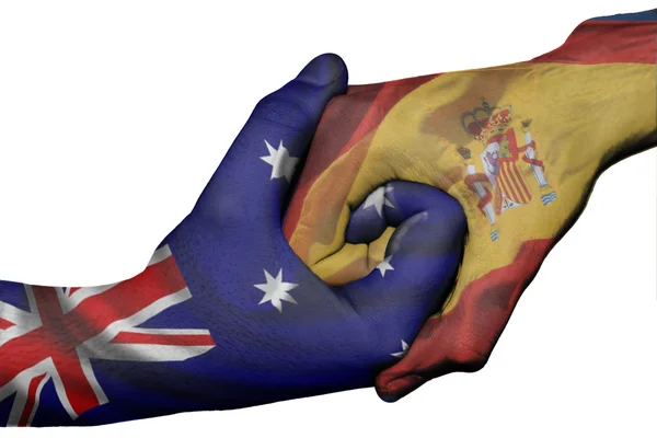 Handshake between Australia and Spain — Stock Photo, Image