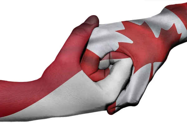 Handshake between Indonesia and Canada — Stock Photo, Image