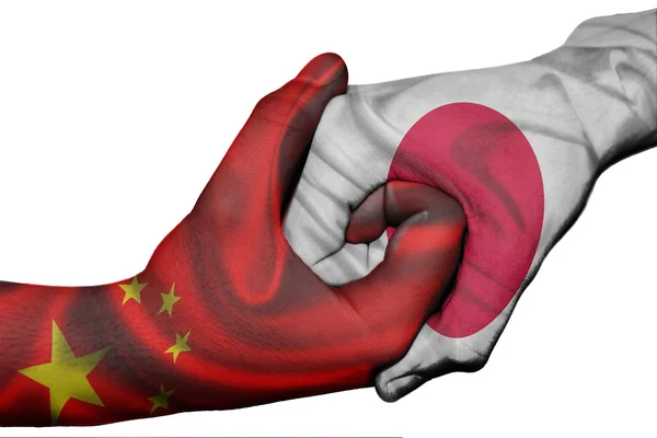 Jabat tangan antara Cina dan Jepang — Stok Foto