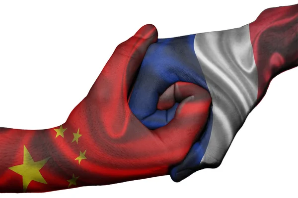 Potřesení rukou mezi Čínou a Francií — Stock fotografie