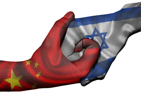 Handshake between China and Israel — Stock Photo, Image