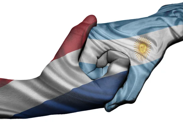 Apretón de manos entre Holanda y Argentina — Foto de Stock