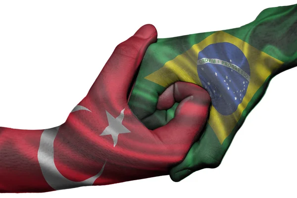 Handshake entre a Turquia e o Brasil — Fotografia de Stock