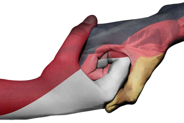 Handshake between Indonesia and Germany — Stock Photo, Image