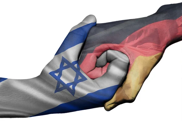 Aperto de mão entre Israel e Alemanha — Fotografia de Stock