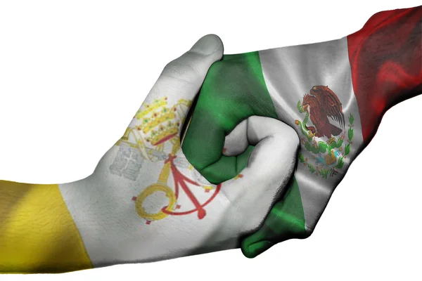 การจับมือระหว่างวาติกันซิตี้และเม็กซิโก — ภาพถ่ายสต็อก