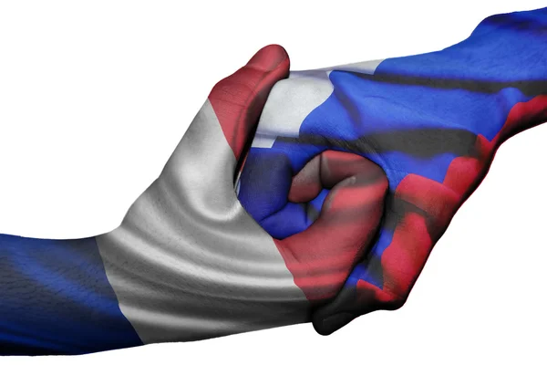 Handshake between France and Russia — Stock Photo, Image